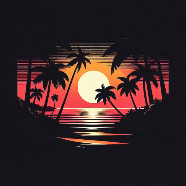 palm tree sunset by JohnTy